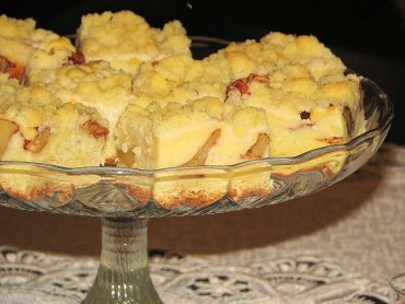 Zdjęcie potrawy Ciasto drożdżowe z jabłkami, budyniem i kruszonką