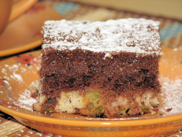 Zdjęcie potrawy Szybkie czekoladowe ciasto z rabarbarem
