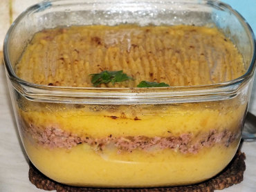 Zdjęcie potrawy Zapiekanka ziemniaczano-dyniowa z mieloną kiełbasą