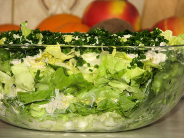 Zdjęcie potrawy Zielona sałata w cebulowo-porowym sosie