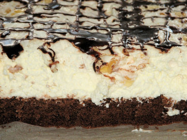 Zdjęcie potrawy Ciasto śmietankowe z brzoskwiniami na biszkopcie