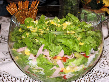 Zdjęcie potrawy Sałatka warstwowa z fasolką szparagową i zieloną sałatą