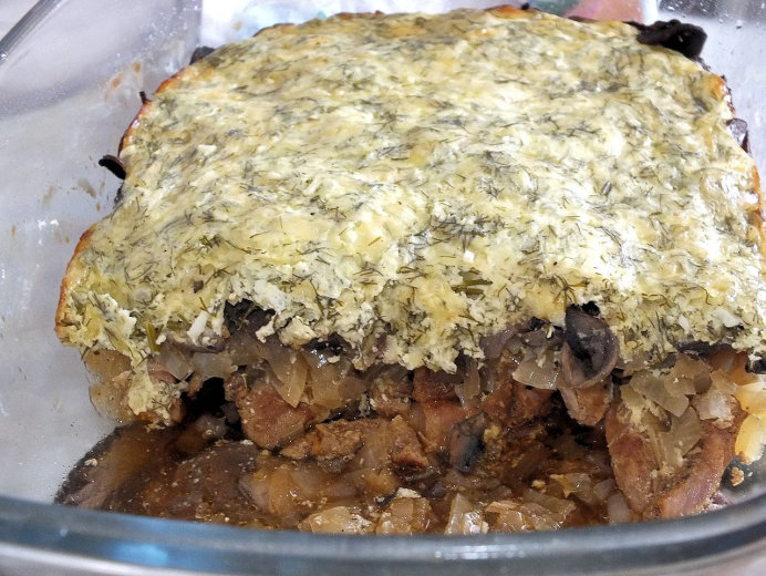 Schab zapiekany z pieczarkami pod serowo-śmietankowym sosem - zdjęcie 2