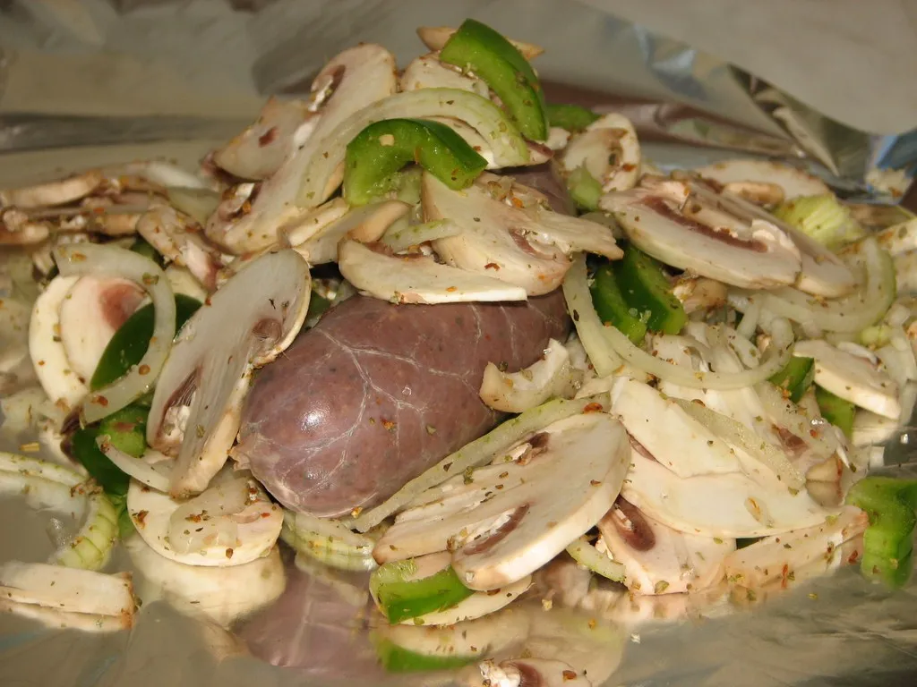 Kaszanka z pieczarkami z grilla