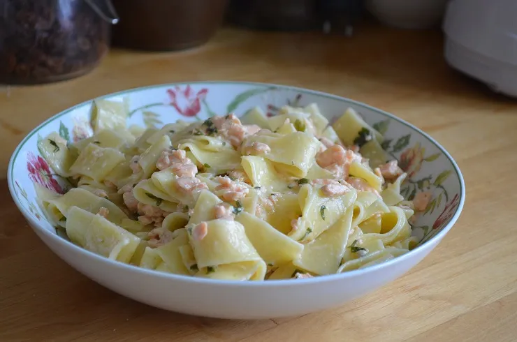 Makaron z łososiem