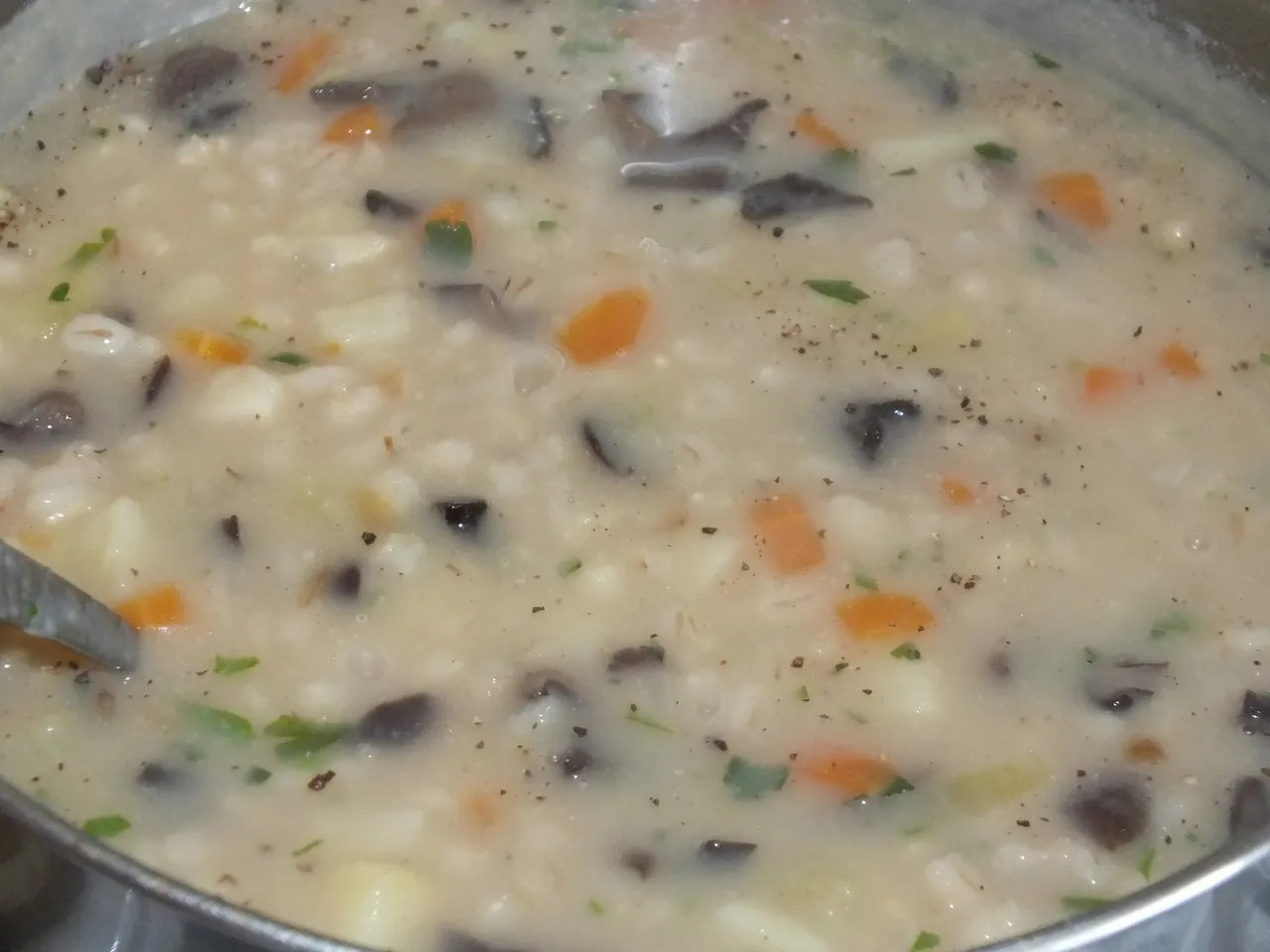 Krupnik z suszonymi grzybami