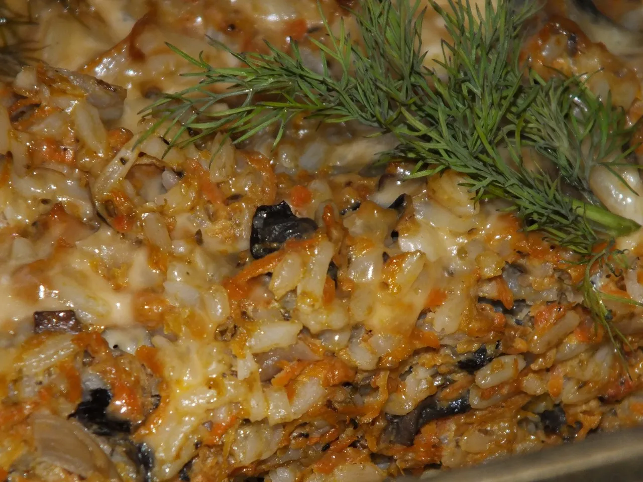 Zapiekanka ryżowa z pieczarkami - wersja dla wegetarian