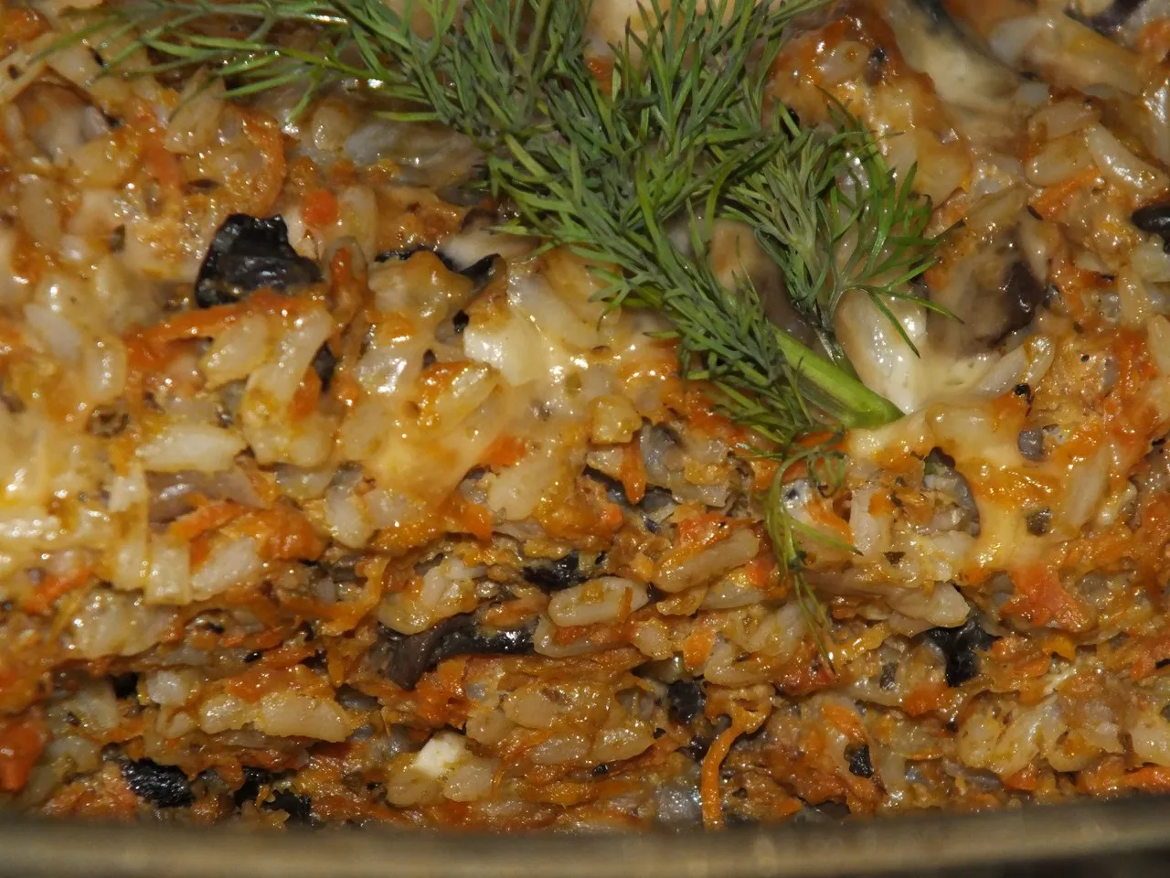 Zapiekanka ryżowa z pieczarkami - wersja dla wegetarian