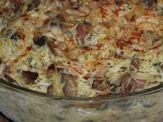 Zapiekanka makaronowa z boczkiem i pieczarkami - 22
