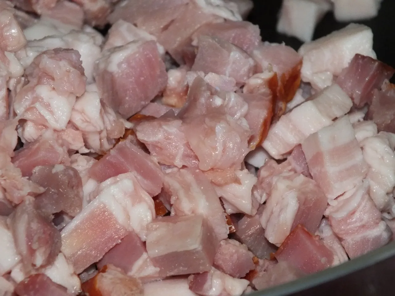 Makaron na szybko z boczkiem i pieczarkami