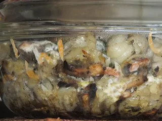 Zapiekanka makaronowa z patisonem, szynką i pieczarkami - 29
