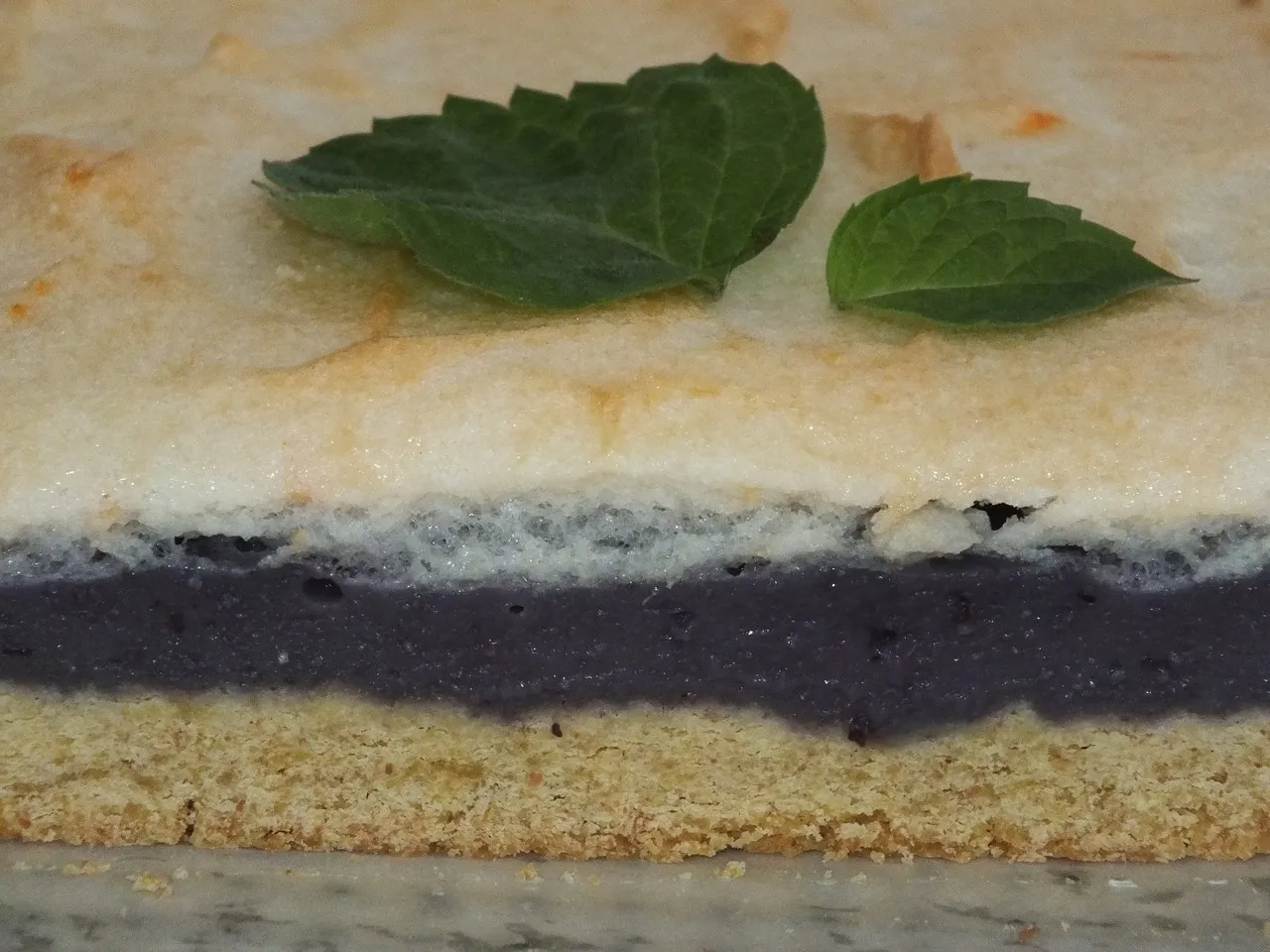 Ciasto z budyniowo-jagodową masą i delikatną pianką
