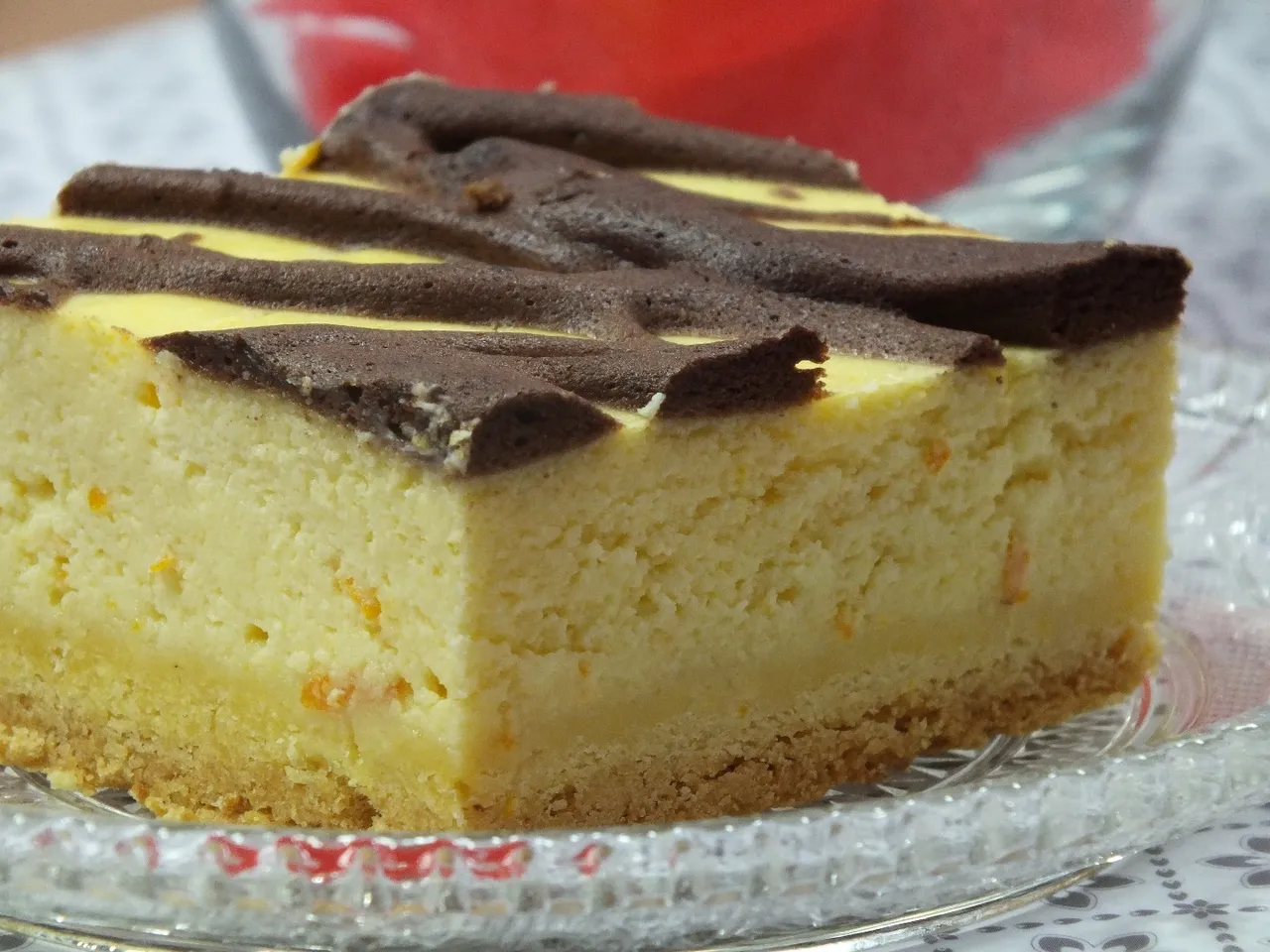 Pomarańczowy sernik z kakaową bezą